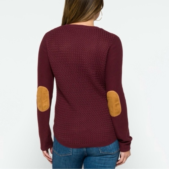 Lety & Me Josey Elbow Patch Sweater Women’s Size Small - Picture 2 of 8